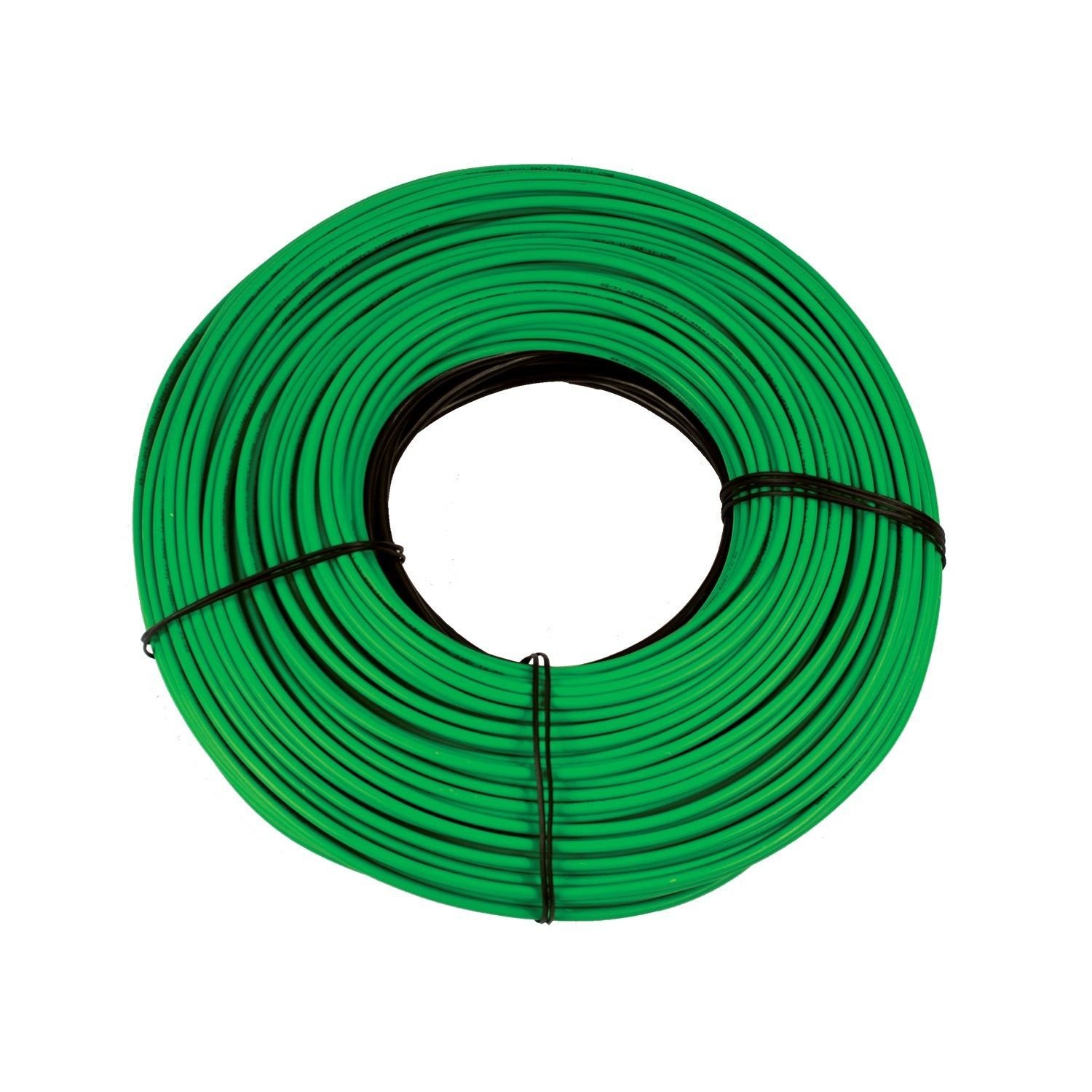 Coil of green snow melting heating cable